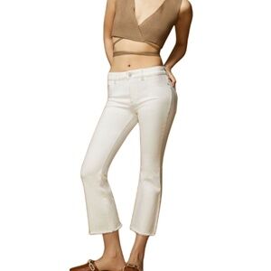 EUC DL1961 Mid Rise Bridget Cropped Raw Hem Jeans in Napa White, Size 31